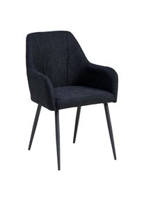 Livetastic Armlehnstuhl , Schwarz , Metall, Textil , Rundrohr , 56x87x60 cm , Esszimmer, St&uuml;hle, Polsterst&uuml;hle