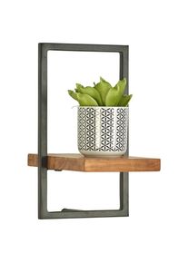 Landscape Wandregal , Schwarz, Akaziefarben , Holz , Akazie , vollmassiv , 20x35x25 cm , Typenauswahl, h&auml;ngend , Wohnzimmer, Regale, Wandregale