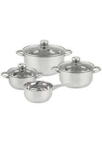 Boxxx Kochtopfset , Edelstahlfarben , Metall , 4-teilig , 16 cm , 1.0 l,2.5 l,1.0 l,4.0 l , Lfgb , Messskala , Kochgeschirr, T&ouml;pfe, Topfsets