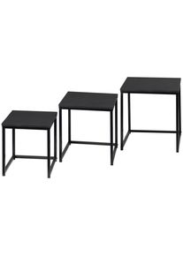 Mid.you Satztisch , Anthrazit , Metall, Holzwerkstoff , 3-teilig , quadratisch , eckig , einfacher Aufbau , Wohnzimmer, Wohnzimmertische, Beistelltische