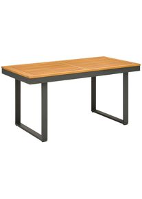 Amatio Gartentisch , Anthrazit, Naturfarben , Holz, Metall , Akazie , massiv , rechteckig , U-Form , 140x68x70 cm , FSC , Gartenm&ouml;bel, Gartentisch, Gartentische