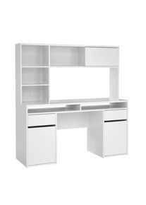 P & B Schreibtisch , Weiss Hochglanz , Holzwerkstoff , 2 Schublade(n) Schubladen , rechteckig , Wange , 48.2x156.2x149 cm , Stauraum , B&uuml;rom&ouml;bel, Schreibtische, B&uuml;rotische