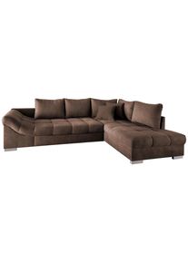 P & B Eckschlafsofa , Braun , Textil , Buche , F&uuml;llung: Schaumstoff , 298x202 cm , Liegefunktion, R&uuml;cken echt, Armteil links , Schlafzimmer