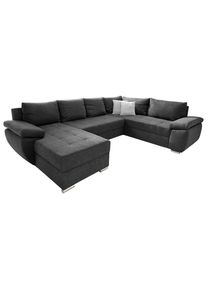 P & B Wohnlandschaft , Anthrazit , Textil , Uni , F&uuml;llung: Schaumstoff,Schaumstoff , U-Form , 305x219 cm , Made in EU , Liegefunktion , Wohnzimmer, Sofas & Couches, Wohnlandschaften, Wohnlandschaften U-Form