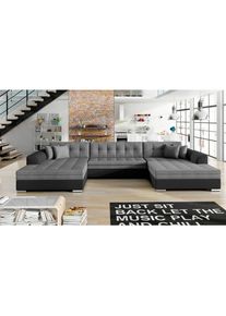 P & B Wohnlandschaft , Graphitfarben, Schwarz , Kunststoff , 359x165 cm , Made in EU , Liegefunktion , Wohnzimmer, Sofas & Couches, Wohnlandschaften