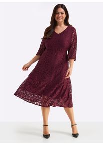 sheego Witt Damen Spitzenkleid mit blickdichtem Futter, burgund, Gr&ouml;&szlig;e 40, 92% Polyamid, 8% Elasthan