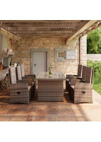 Beldano Gartentischgruppe , Braun , Metall, Kunststoff, Glas, Textil , S&auml;ule , Gartenm&ouml;bel, Gartentische