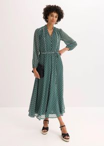 Chiffonkleid mit Kontrast-Pipings in schwarz, Gr&ouml;sse 46, bonprix