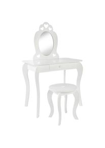 Jimmylee Schminktisch , Weiss , Glas, Holzwerkstoff , Kiefer , Hartholz , 1 Schublade(n) Schubladen , rechteckig , S&auml;ule , EN 71 , Schlafzimmer, Schminktische