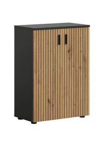 Mid.you Midischrank , Grau, Eiche Artisan , Kunststoff , 2 F&auml;cher , 60x81x30 cm , FSC MIX , stehend , Badezimmer, Badm&ouml;belsets & -serien, Badm&ouml;belserien