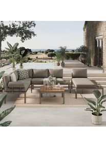 Amatio Loungegarnitur , Naturfarben, Taupe , Metall, Kunststoff, Textil , 3-teilig , F&uuml;llung: Schaumstoff,Polyester , seitenverkehrt montierbar, L-Form, links montierbar, rechts montierbar, einzeln stellbar , 238x219 cm , wetterfest , Gartenm&ouml;bel, Loungem&ouml;bel, Lounge-Serien