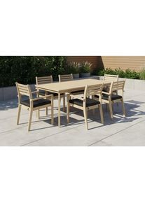 Ambia Garden Gartentischgruppe , Teakfarben , Holz, Kunststoff , Akazie , massiv , F&uuml;llung: Komfortschaum , S&auml;ule , Gartenm&ouml;bel, Gartentische