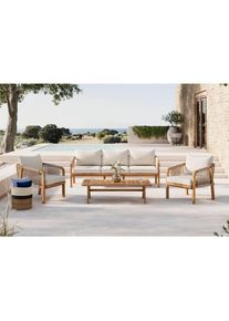 Ambia Garden Loungegarnitur , Akaziefarben, Beige , Holz , Akazie , massiv , F&uuml;llung: Polyester,Polyester , 203.5x69x79.5 cm , FSC 100% , Gartenm&ouml;bel, Loungem&ouml;bel, Gartenlounge-Sets