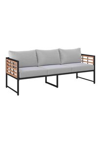 Ambia Garden Loungesofa , Naturfarben, Schwarz , Holz, Metall, Textil , Akazie , vollmassiv , 185x67.5x63.5 cm , Gartenm&ouml;bel, Loungem&ouml;bel, Outdoor-Sofas