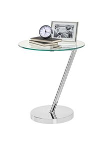 Xora Beistelltisch , Klar, Chromfarben , Metall, Glas , rund , Bodenplatte , 45x52x45 cm , Wohnzimmer, Wohnzimmertische, Beistelltische, Beistelltische rund