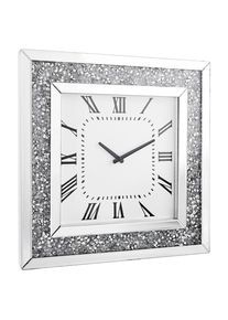Xora Wanduhr , Silberfarben, Weiss , Glas, Holzwerkstoff , 50x50x5 cm , Dekoration, Uhren