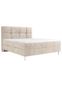 Esposa Boxbett , Beige , Textil , H3 , 7-Zonen , 160x200 cm , Bettkasten, gepolstertes Kopfteil, Stoffauswahl, Topper durchgehend, In verschiedenen Gr&ouml;ssen erh&auml;ltlich, Topperauswahl , Schlafzimmer, Betten, Doppelbetten