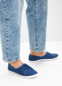 Ballerinas mit dekorativer Schn&uuml;rung in blau, Gr&ouml;sse 36, bonprix