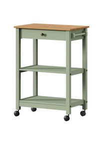 Livetastic Servierwagen , Braun, Olivgr&uuml;n , Holz , Pinie , massiv , 1 Schublade(n) Schubladen , rechteckig , Rollen , 65x90.6x40 cm , Esszimmer, Barm&ouml;bel, Barwagen