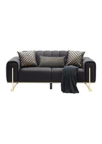 2-sitzer-sofa Aile In Schwarz/goldfarben Samt Schwarz