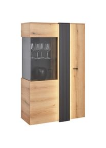 Vitrine In Eiche/grau 93,6/152/44,8 cm ,
