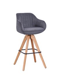 Barhocker In Grau/eichefarben Holz, Textil Grau, Eichefarben