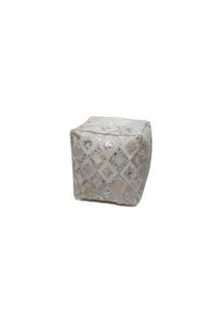 Kayoom Pouf Dazzle 100 Creme, Grau, Silberfarben Leder