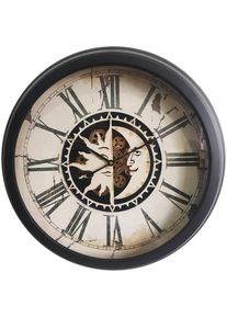 Wanduhr Sonne Mond In Schwarz/kupferfarben