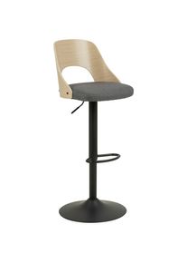 Barhocker In Dunkelgrau/natur Holz, Metall, Textil Dunkelgrau