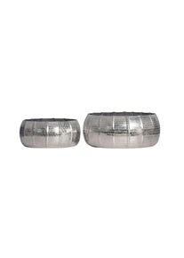 Dekovase Pflanzk&uuml;bel 2er Set Silber