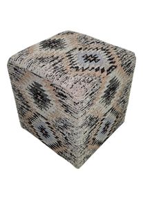 Kayoom Pouf Solitaire 200 Grau, Schwarz, Beige Textil
