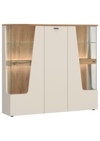Vitrine 3-t&uuml;rig, Cut Out B: 150 Cm,kaschmir/eichefarben 150/140/40 cm ,