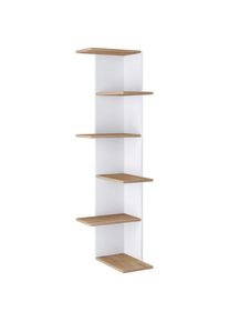 Eckregal Balos Xl 37/140/37 cm Weiss, Honigeiche