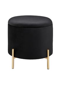 Hocker Schwarz/gold Schwarz Metall, Textil, Holzwerkstoff