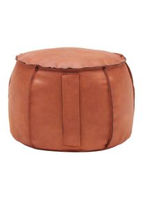 Hocker Falun Ii Lederlook ⌀ Ca. 60cm Haselnussfarben Textil