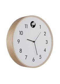 Globo Wanduhr 78284w Clocky Naturfarben, Schwarz, Weiss