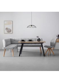 Eckbank Alba Rechts Hellgrau Holz, Textil Hellgrau
