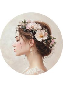 Metallbild Woman With Floral Crown