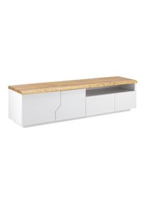 Tv-element In Weiss "carlos" Weiss, Eichefarben 180/46,5/42 cm