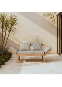 Relaxliege Pia Holz, Textil Grau