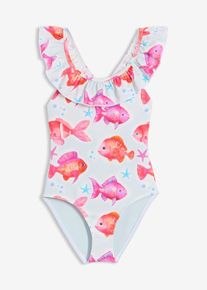 Maillot 1 pi&egrave;ce en bleu pour filles, Taille 128/134, Couleur/Motif: bleu poudr&eacute; imprim&eacute;, bonprix