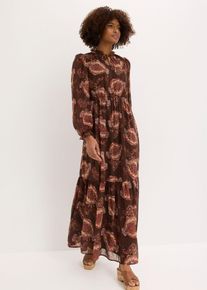 Chiffonkleid in braun, Gr&ouml;sse 52, bonprix
