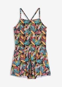 Robe de bain avec maillot int&eacute;gr&eacute; en noir pour filles, Taille 152/158, Couleur/Motif: noir floral, bonprix