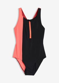 Maillot 1 pi&egrave;ce en noir pour filles, Taille 176/182, Couleur/Motif: noir/orange fluo, bonprix