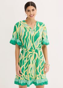 Chiffonkleid mit R&uuml;schen in gr&uuml;n, Gr&ouml;sse 52, bonprix