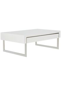 Mid.you Couchtisch , Weiss, Weiss Hochglanz , Metall, Holzwerkstoff , 1 Schublade(n) Schubladen , rechteckig , eckig , 110x40x70 cm , Wohnzimmer, Wohnzimmertische, Couchtische, Couchtische Metall