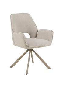 Ambia Home Armlehnstuhl , Beige, Hellgrau , Metall, Textil , Sternfuss , 60x85x63 cm , Esszimmer, St&uuml;hle, Polsterst&uuml;hle