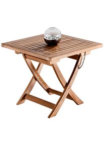 Xora Gartenbeistelltisch , Teakfarben , Holz , Teakholz , massiv , quadratisch , X-Form , 50x45x50 cm , klappbar , Gartenm&ouml;bel, Gartentische, Garten-Beistelltische