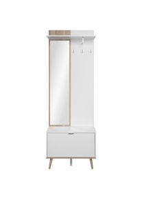 Mid.you Garderobe , Weiss, Sonoma Eiche , Glas, Holzwerkstoff , 3-teilig , 68x195x32 cm , Garderobe, Garderobensets & -serien, Garderoben-Sets