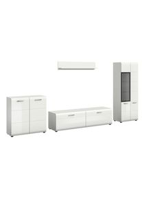 Wohnwand Ice Weiss, Weiss Hochglanz 315/160/41 cm